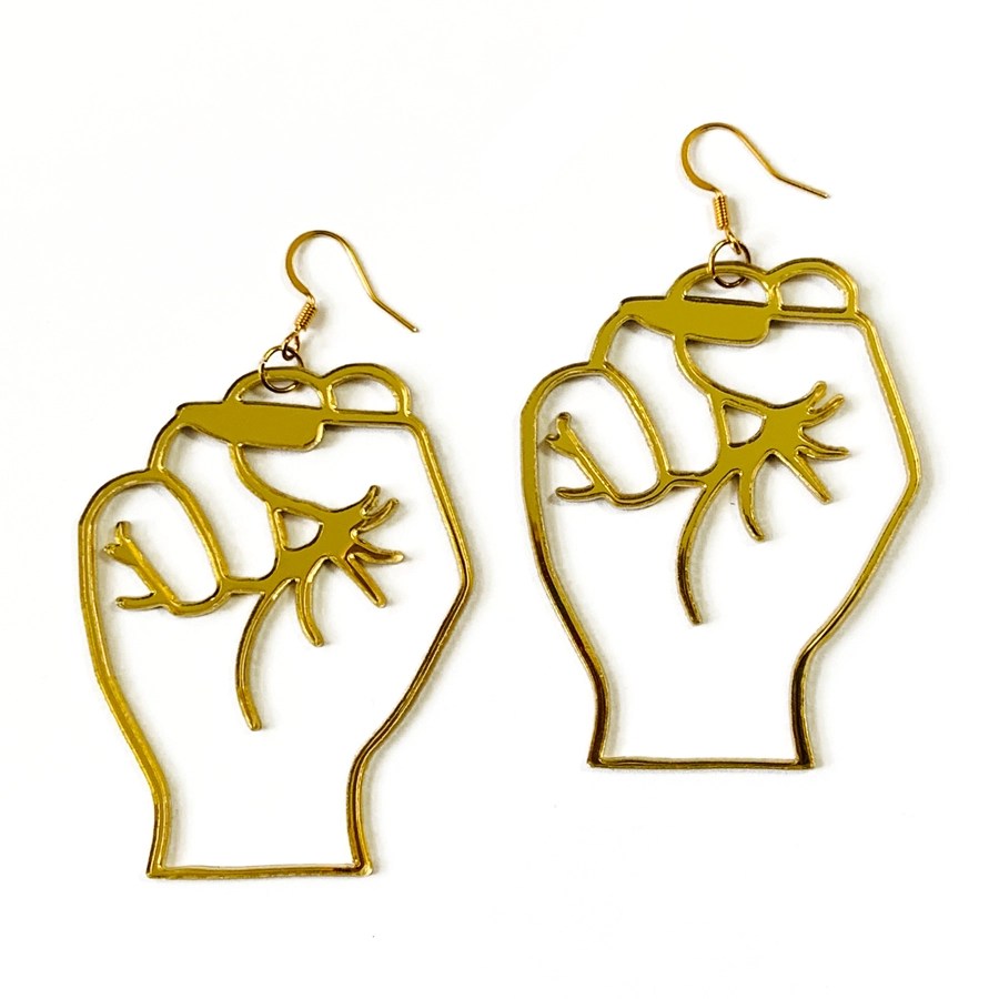 Woman Fist Earrings - Gold