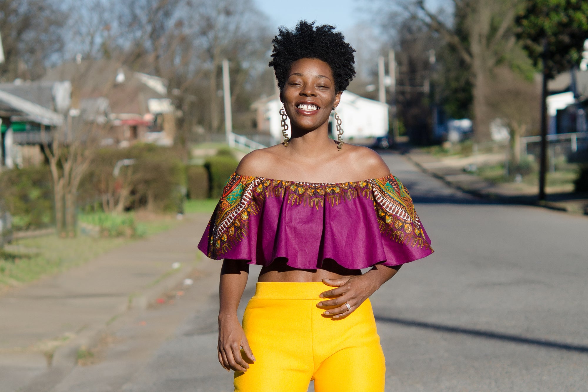 Off the shoulder Dashiki Crop Top